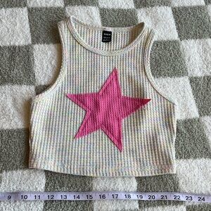 Y2K Star Print Crop Tank Top
